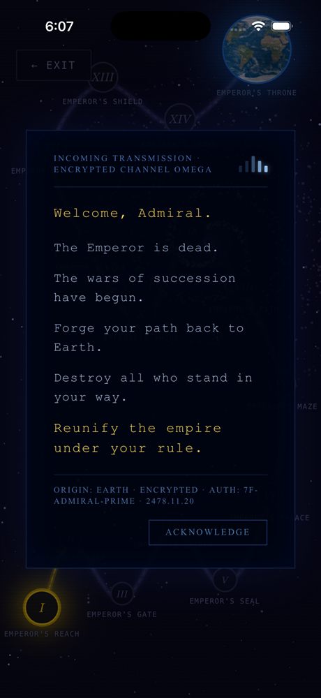 Incoming transmission briefing on the campaign star map